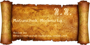 Matuschek Modeszta névjegykártya